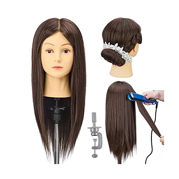 Tête de formation AIMEI, 90% de vrais cheveux 16 pouces tête de poupée de Mannequin de coiffure pour coupe de cheveux profess