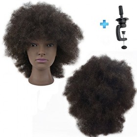 ERSIMAN Afro Coiffure Formation Tête 100% de Cheveux Humains 8 "Cosmétologie Mannequin Mannequin Tête