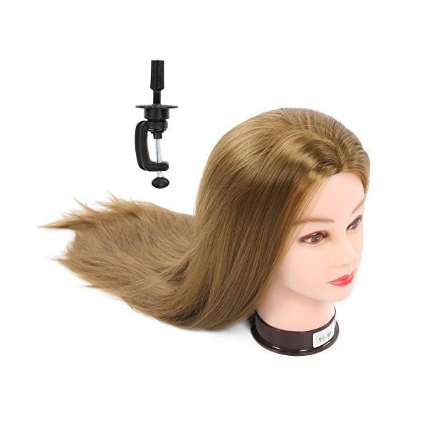 Modèle de tête de mannequin, tête de formation de coiffure de poupée de cosmétologie de mannequin de pratique avec des cheveu