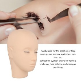 Tête de Mannequin de Cils, Tête de Pratique de Maquillage de Haute Simulation en Silicone Souple à 3 Couches pour la Formatio