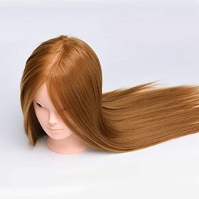 DUKWIN 22 Pouce Tête à coiffer 50% Cheveux Naturel Mannequin Tête Maquillage Formation Coiffure avec Support Support+ Peigne 