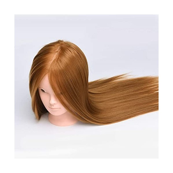 DUKWIN 22 Pouce Tête à coiffer 50% Cheveux Naturel Mannequin Tête Maquillage Formation Coiffure avec Support Support+ Peigne 