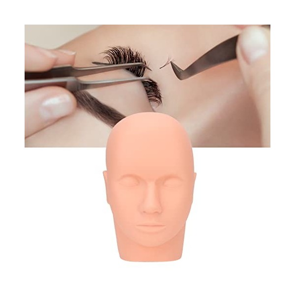 Visage de Poupée Mannequin, CosméTologie Visage TêTe Cils Pratique Formation Extension de Cils Maquillage Silicone pour Massa