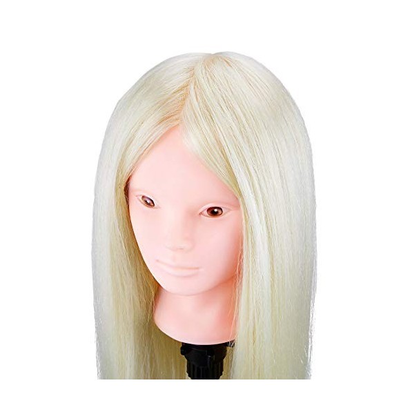 Tête de coiffeur Neverland, 24 pouces 70% de vrais cheveux Mannequin dentraînement Tête de poupée coiffante avec maquillage 
