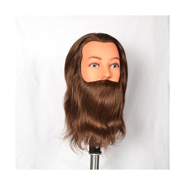 JT Male Beard Tête de mannequin dentraînement pour barbier et coiffer avec pince