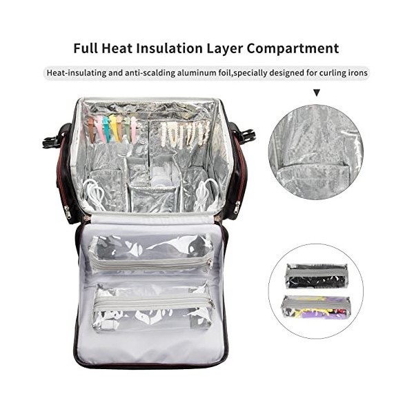 Valise de maquillage à roulettes avec couche anti-brûlure en feuille détain, boîte de salon de beauté pour coiffeur, tondeus