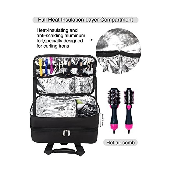 Relavel Sac de Coiffeur, Grande Trousse de Maquillage Professionnelle, Boîte de Rangement pour Outils de Cheveux, Film dalum