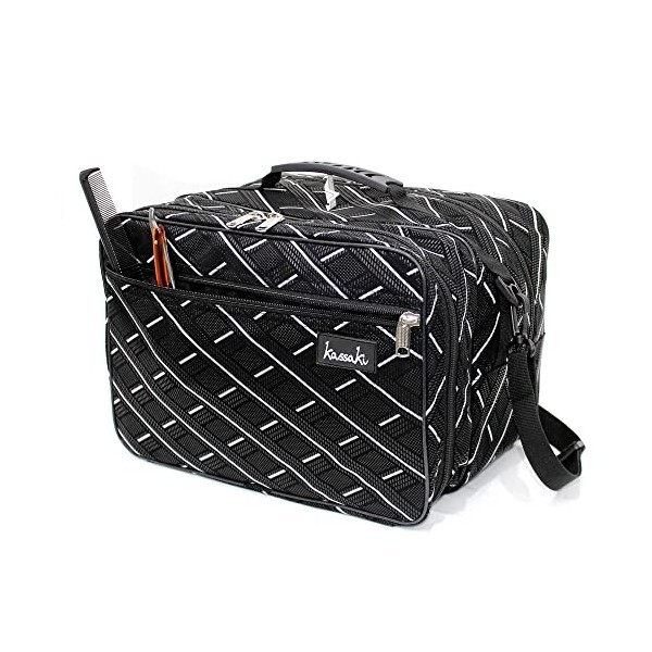 Kassaki Sac de transport professionnel pour accessoires de coiffure et de barbier Noir