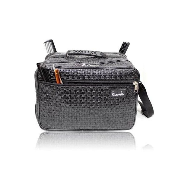 Kassaki Sac de transport professionnel pour accessoires de coiffure - Noir brillant