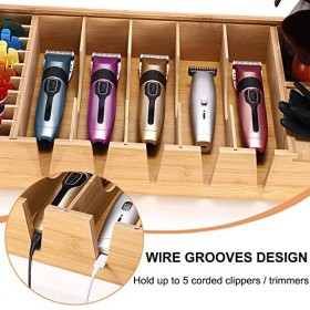 Noverlife Plateau Barber Clipper en Bois avec Couvercle, Comptoir Professionnel Organisateur de la Station de barbier Boîte d