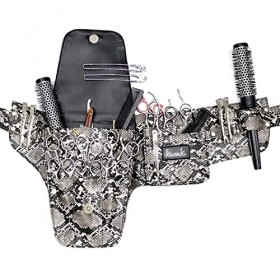 Kassaki Sac de coiffeur professionnel avec ceinture à outils et ciseaux - Aspect serpent gris
