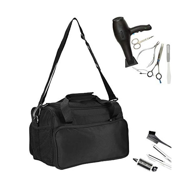 Salon Handbag,ANGGREK 1 Sac de Coiffure de Salon Grande Capacité Professionnels Rangement Voyage Portatif Canvas, Noir