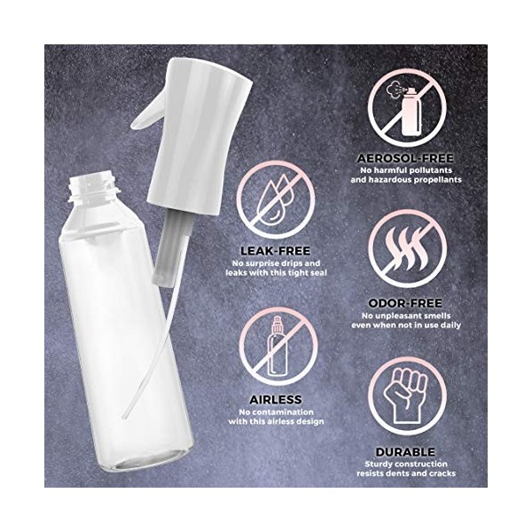 PACK OF 2 Flairosol Sprayer Continuous Hair Water Ultra Fine Mister Spray Bottle Propellant Free for Hairstyling, Cleaning, G