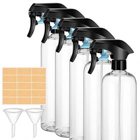 ImnBest 500 ML Vaporisateur Vide 5PCS , Flacon Pompe à Gâchette en Plastique PET , Clean Flacon Pulvérisateur Rechargeablepo