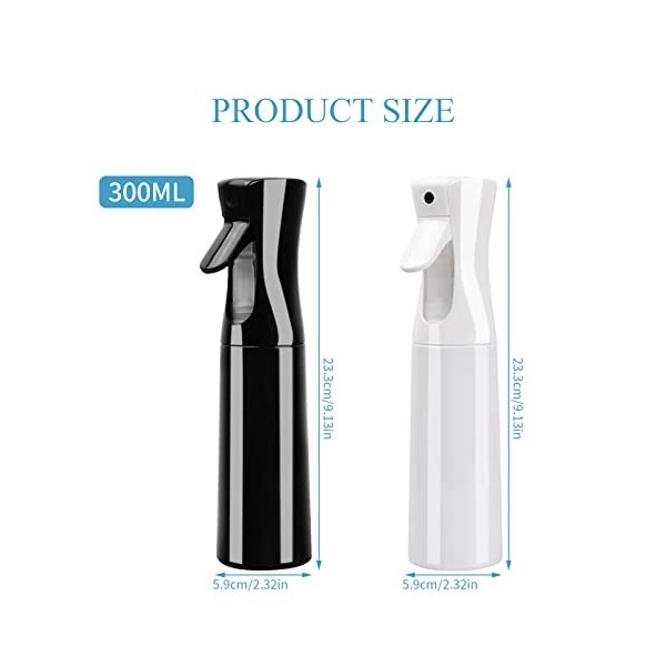 Zsanhua Lot de 2 vaporisateurs vides en plastique pour cheveux - 300 ml - Multifonctionnel - Pour la coiffure, le nettoyage e