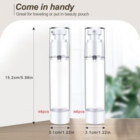 GZkushi 8 Pcs Airless Pompe 50 ml, Flacons à Pompe Sans Air Rechargeables Pour Gel Shampoing, Lotion Crème, Avec Étiquette, E