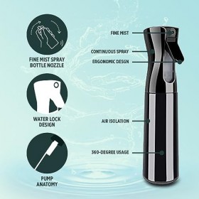 Leoxol Flacon pulvérisateur vide continu à brume fine pour coiffure, coiffure, fer à repasser, brume fine pour cheveux bouclé