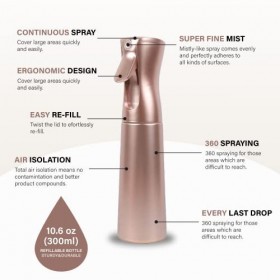 [NOVA] Vaporisateur professionnel pour cheveux, haute pression, brume continue, vaporisation fine, 300 ml Noir 