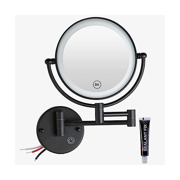 RECKODOR Miroir Grossissant Mural 5X Miroir Maquillage Extensible Miroir Grossissant Mural Lumineux Miroir Grossissant Salle 