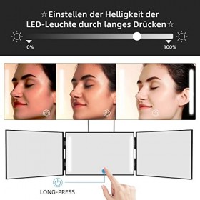 GAPPO Miroir 360 degrés avec LED, miroir cosmétique noir