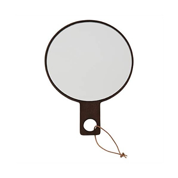 OYOY Living Ping Pong Miroir à main rond en bois Marron foncé 24,5 cm