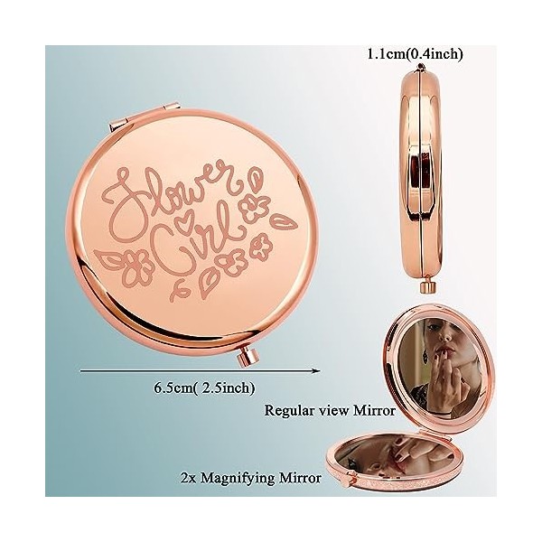 KUIYAI Flower Girl Gift Flower Girl Appreciation Gift Flower Girls Miroir compact pour filles femmes mariage Favor FLOWER GI