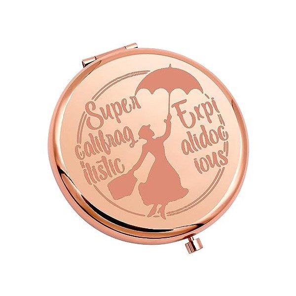 KUIYAI Supercalifragilisticexpialidocious Miroir de maquillage compact pour filles et femmes Miroir de poche Miroir de voyage