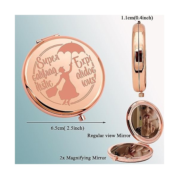 KUIYAI Supercalifragilisticexpialidocious Miroir de maquillage compact pour filles et femmes Miroir de poche Miroir de voyage