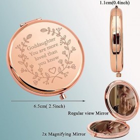KUIYAI Miroir de voyage compact avec inscription « Daughter More Loved Than You Know »