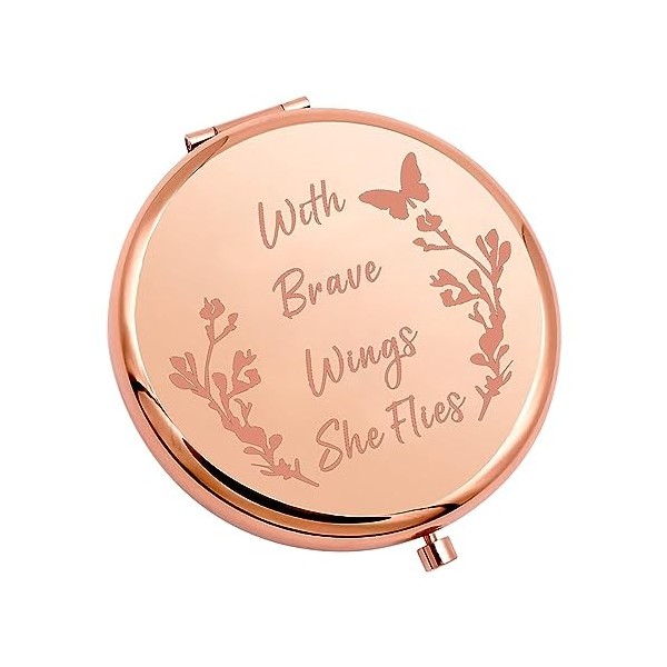 KUIYAI Miroir de poche compact avec ailes brave She Flies papillon pour filles et femmes avec miroir brave wing UK 