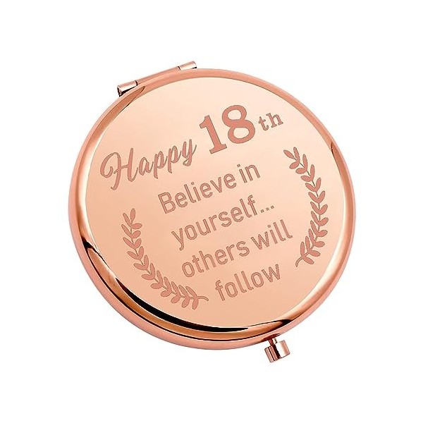 KUIYAI Miroir de maquillage pour 18e anniversaire pour filles Believe in Yourself Others Will Follow Birthday Party Favor 18