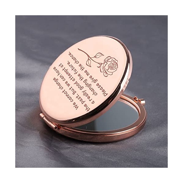 AKTAP Miroir de poche pour petite amie, mère, fille avec inscription « Please Give Me The Chance »