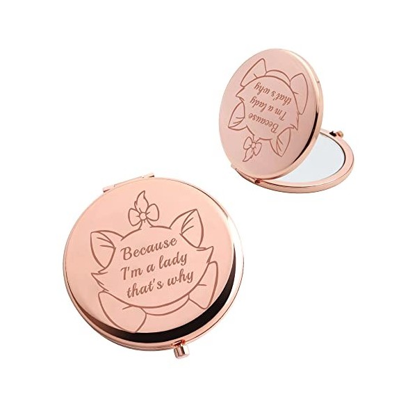 AKTAP Marie Gifts Miroir de maquillage compact de poche avec motif chat « Because Im a Lady Thats Why For Cat Lover »