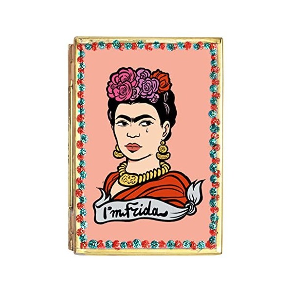 Art&design24 Miroir « Im Frida », Miroir de Poche en Fer-Blanc Visage de Frida Kahlo, Petit Miroir 5,5 x 8 cm, Poids 55 g, P