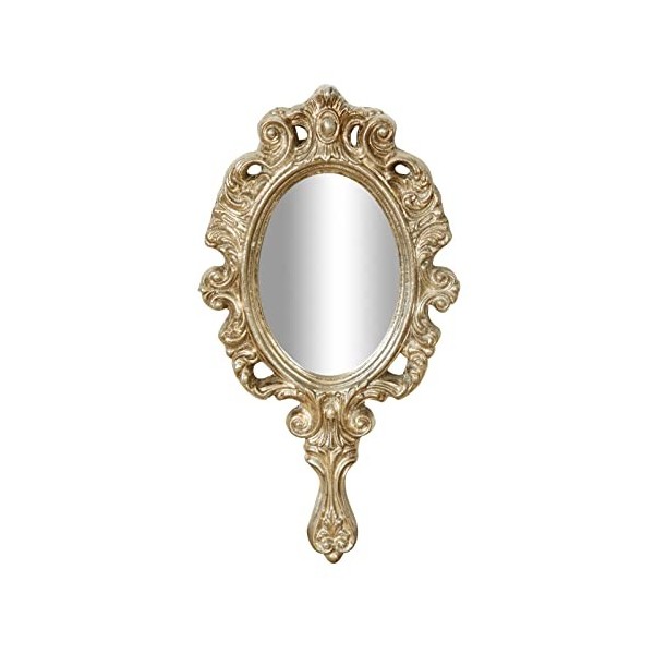 Biscottini Miroir à Main 38,5x3x21,5 cm en Bois | Miroir Portable décoratif et Miroir de Maquillage Fille et Fille | Miroir d