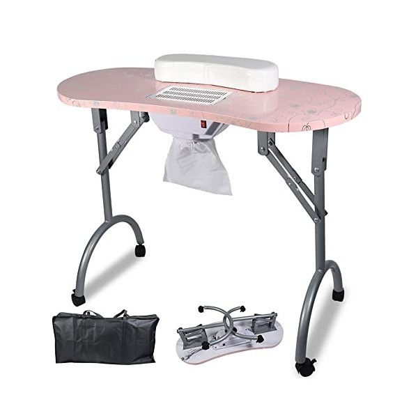 Leibou Table de manucure professionnelle pliante portable ventilée avec ventilateur et sac 88,9 x 40,6 x 71,1 cm noir 35x