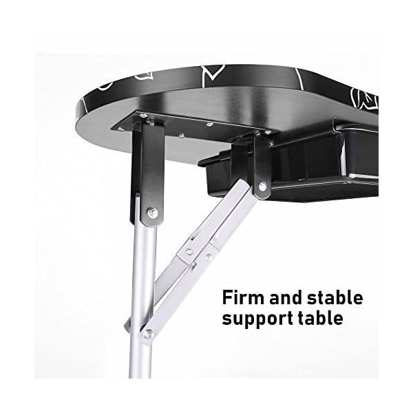 LEIBOU Table de manucure professionnelle portable et pliable de 91,4 cm de long avec loupe USB LED, roulettes, tiroir, éponge