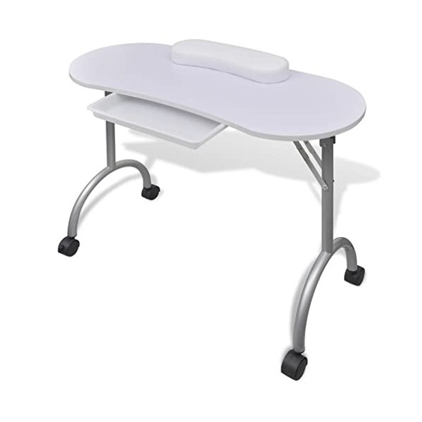 vidaXL Table de Manucure Pliante avec roulettes Mobilier Meuble Portable