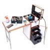 Table De Manucure Roulante, Valise De Train De Maquillage Roulante Portable, avec 4 Tiroirs Miroir Haut-Parleur Tables À Ongl