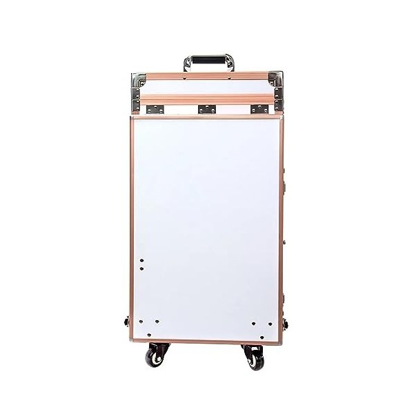 Table De Manucure Roulante, Valise De Train De Maquillage Roulante Portable, avec 4 Tiroirs Miroir Haut-Parleur Tables À Ongl