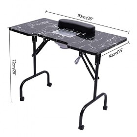 Acesunny Table de manucure portable pliable et compacte pour manucure, manucure, table à ongles, beauté, pliable, pour bureau