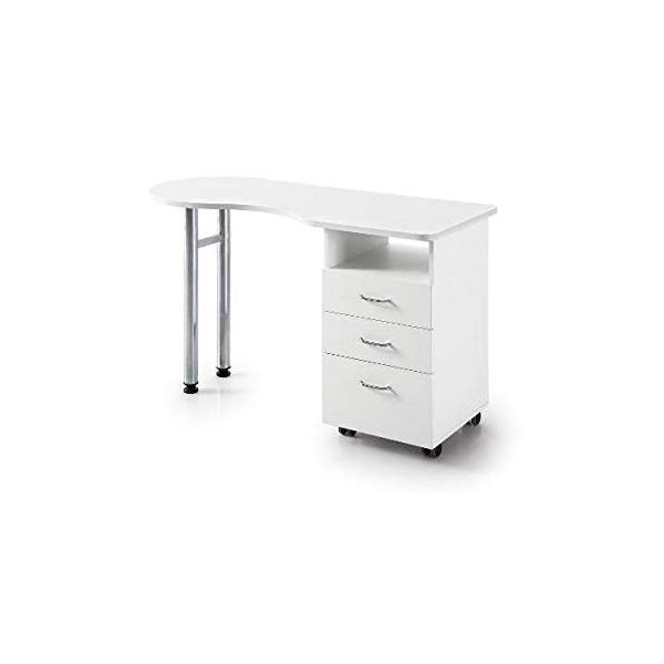 Sibel Table de manucure en bois avec armoire Blanc 2,02 kg