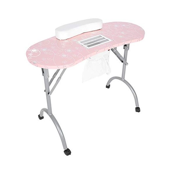 FOLOSAFENAR Table à Ongles Pliante Table de manucure Professionnelle Anti-acétone pour Salon pour la Maison 220V, European St