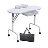 Table de Manucure Pliable et Portable de 37 Pouces avec Tiroir, Repose-Poignets et roulettes pour Salon de Beauté Color : Wh