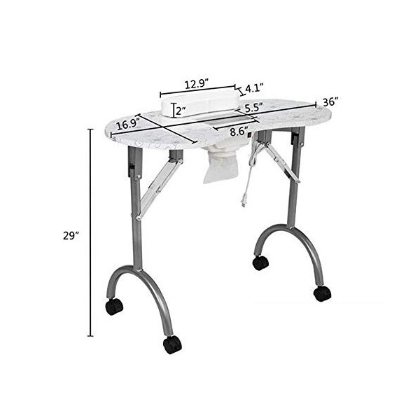 XJZKA Table de manucure pour Ongles Aspirateur Nails Salon Bureau Pliable Table de Technicien de beauté pour Spa Portable ave