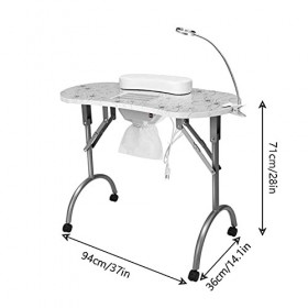 TeMkin Table de Manucure à Double Rangement Cadre en Fer Forgé Bure