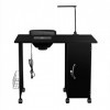 FLOYINM Manicure Nail Table Station Steel Frame Beauty Salon Equipment Drawer with LED Lamp Black