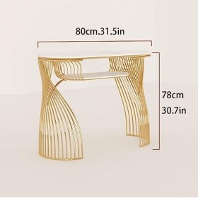 Table de Manucure en Marbre Table de Manucure à Double Couche Arrondie Table de Manucure Bureau de Technicien de Longle Tabl