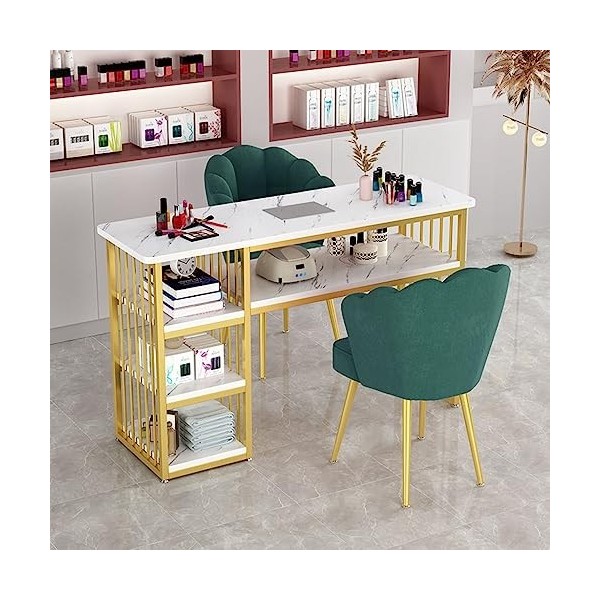 TeMkin Table de Manucure Portable Table de Manucure à Double Couche Cadre  en Métal avec Bureau en Marbre Bureau de Prothésiste Ongulaire (Size : 80 *  40 * 76cm) : : Beauté et Parfum