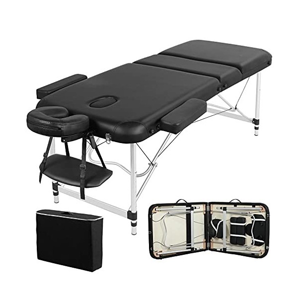Yaheetech Table de Massage Pliante Professionnelle 3 Section 70 x 213 cm avec Cadre en Aluminium Lit de Massage Portable à Ha